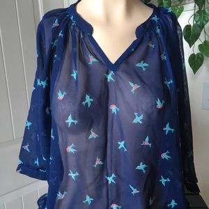 Girls Zunie See Through 3/4 Sleeve Blouse